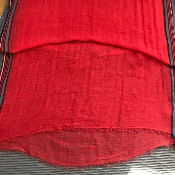 Long Red Striped Scarf - Picture 4 of 5